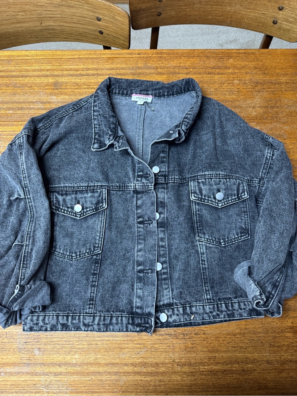 Cropped Black Washed Denim Jacket
